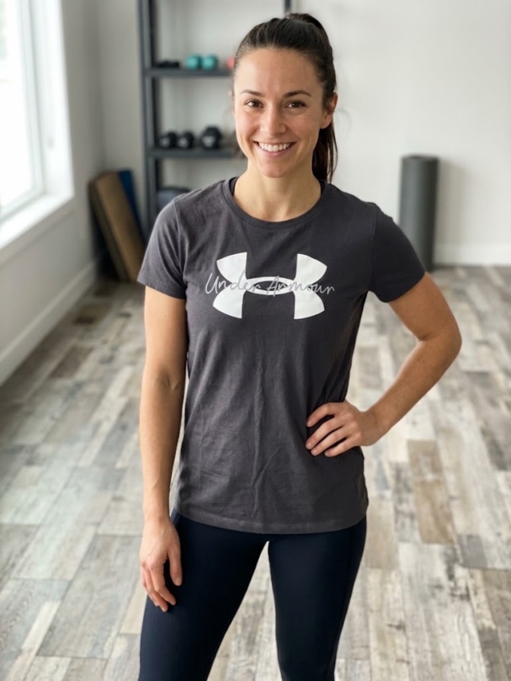 Under Armour Charcoal Short-Sleeve Tee with White Logo